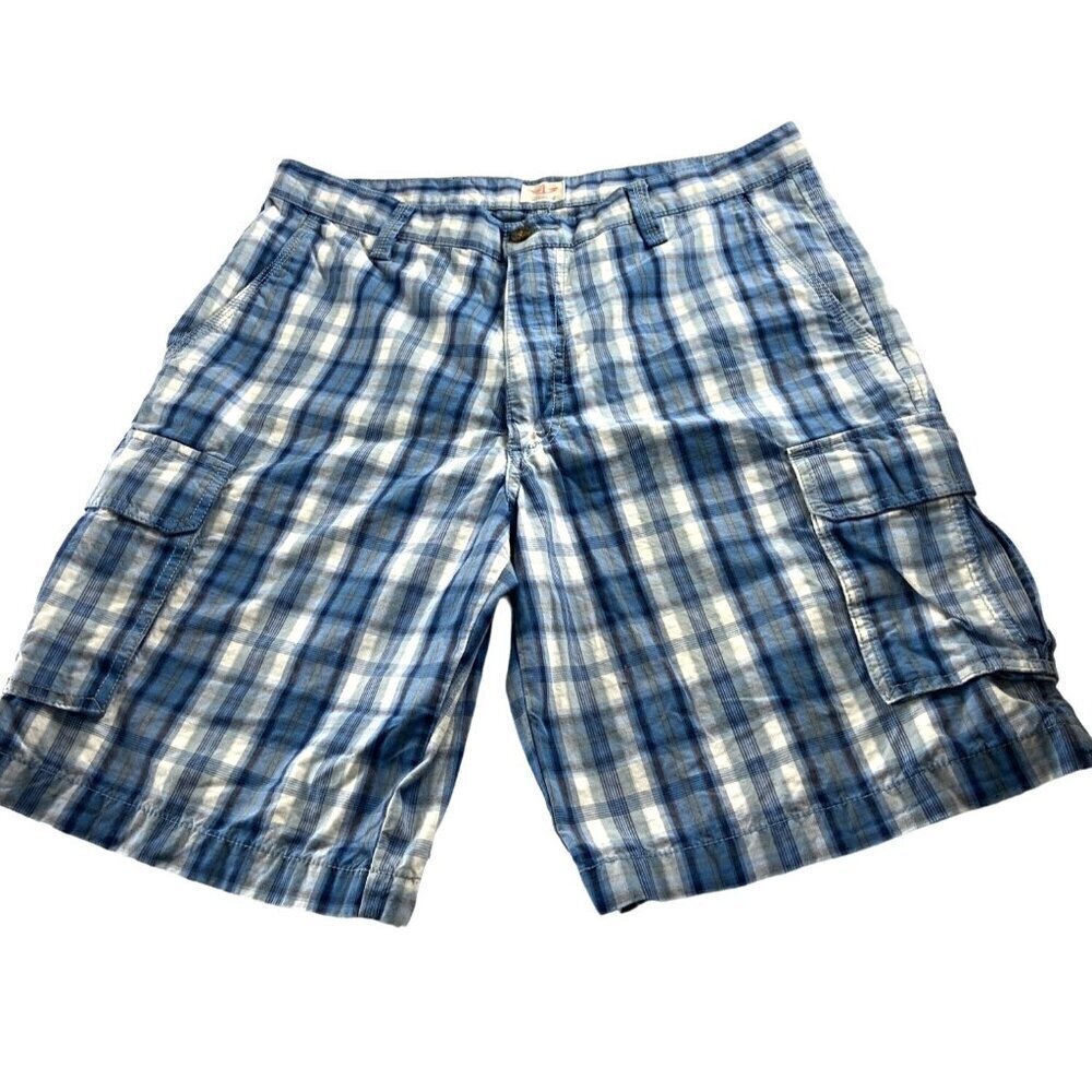 Dockers Men's Blue Plaid Cargo Shorts Size 34‎ 100% Cotton